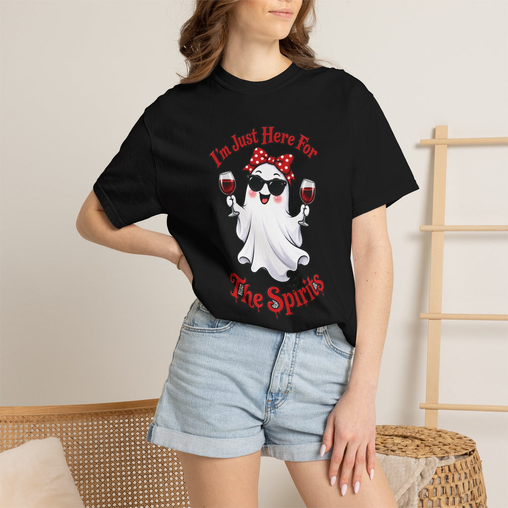 Wine Ghost T-Shirt — "I'm Just Here For The Spirits" Halloween Tee