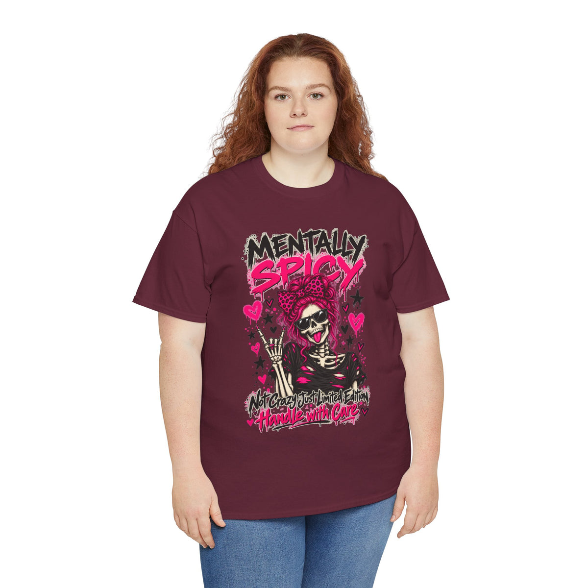 Mentally Spicy Skeleton Graphic T-Shirt
