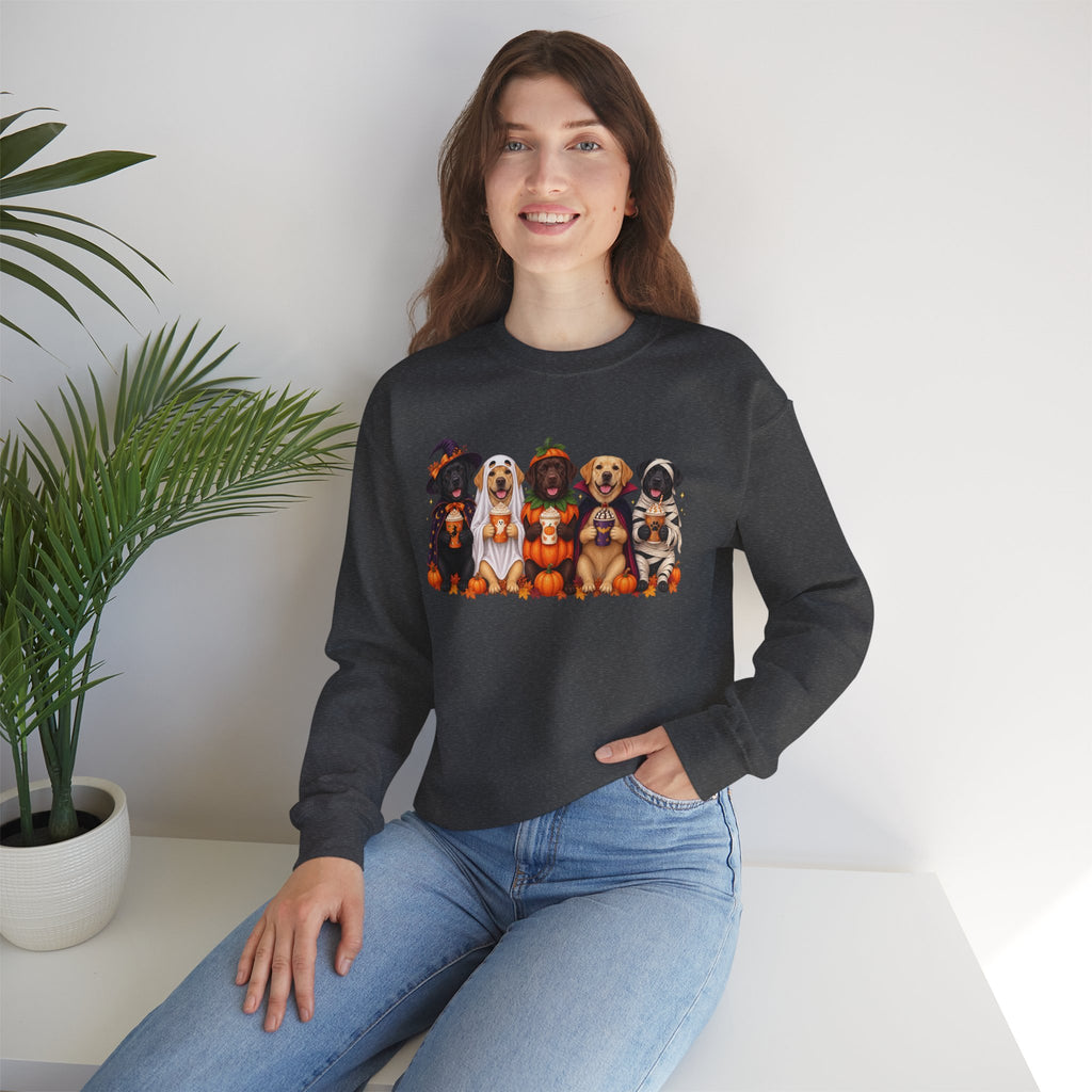 Halloween Dogs Crewneck Sweatshirt — Cute Puppies in Costumes Fall Pullover