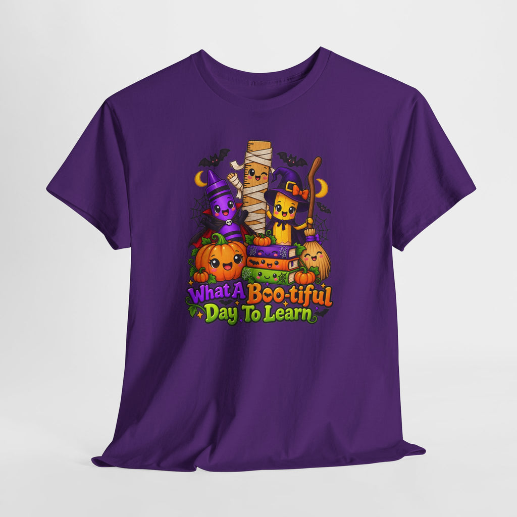Halloween Teacher Tee — "What A Boo-tiful Day To Learn" Kids' Classroom Shirt