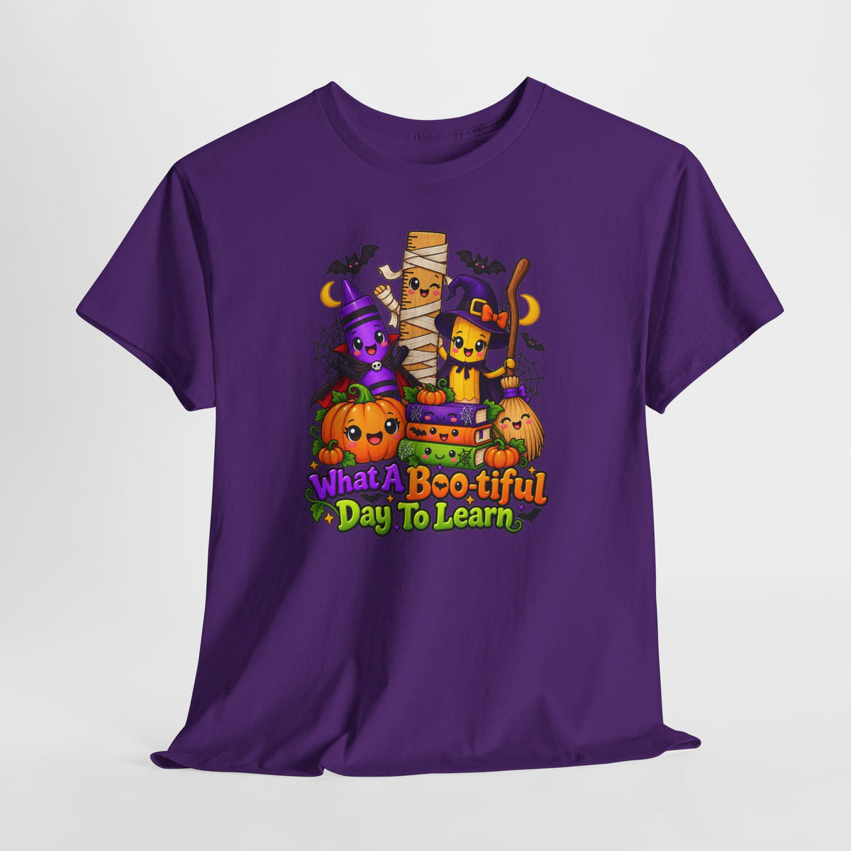 Halloween Teacher Tee — "What A Boo-tiful Day To Learn" Kids' Classroom Shirt