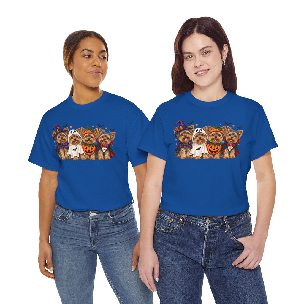 Halloween Yorkie T-Shirt — Cute Yorkies in Costumes (Pumpkin, Ghost, Witch, Vampire)