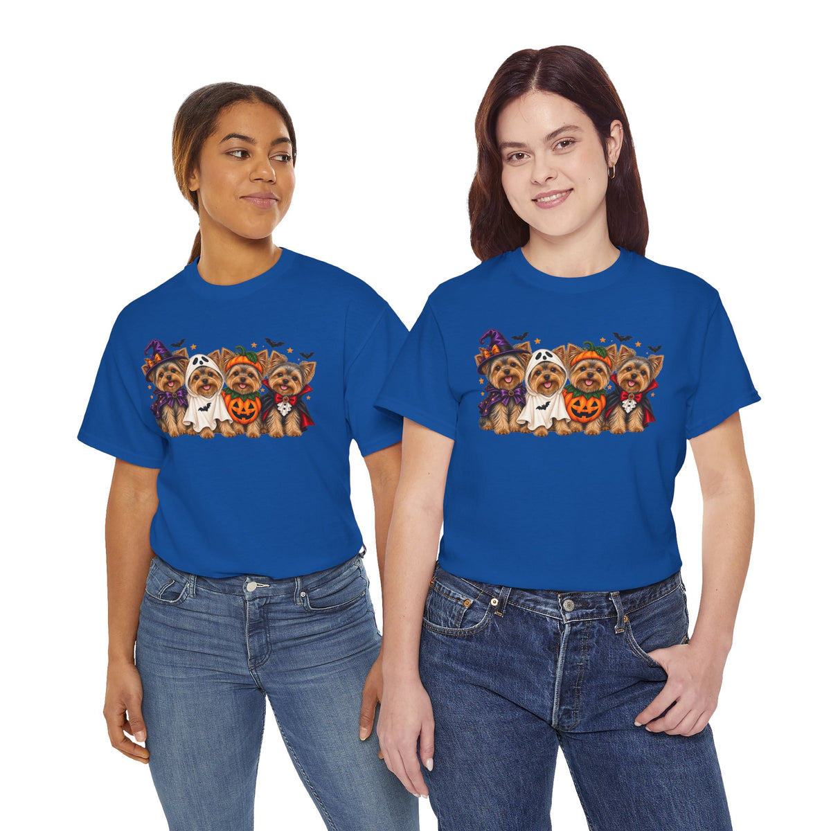 Halloween Yorkie T-Shirt — Cute Yorkies in Costumes (Pumpkin, Ghost, Witch, Vampire)