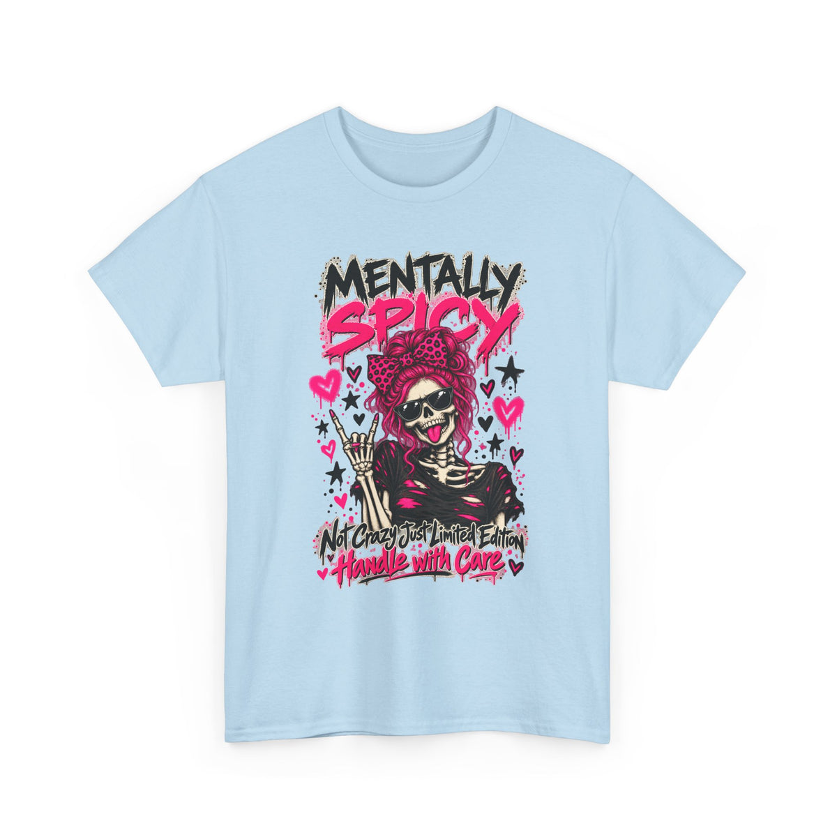 Mentally Spicy Skeleton Graphic T-Shirt