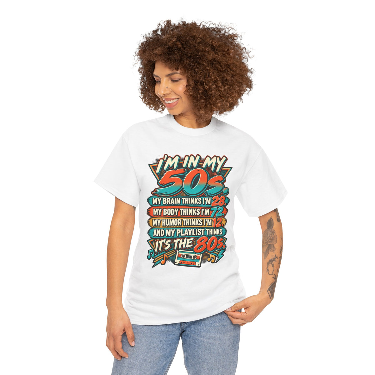 Retro 50s Birthday T‑Shirt — "I'm in My 50s" 80s Playlist Cassette Tee