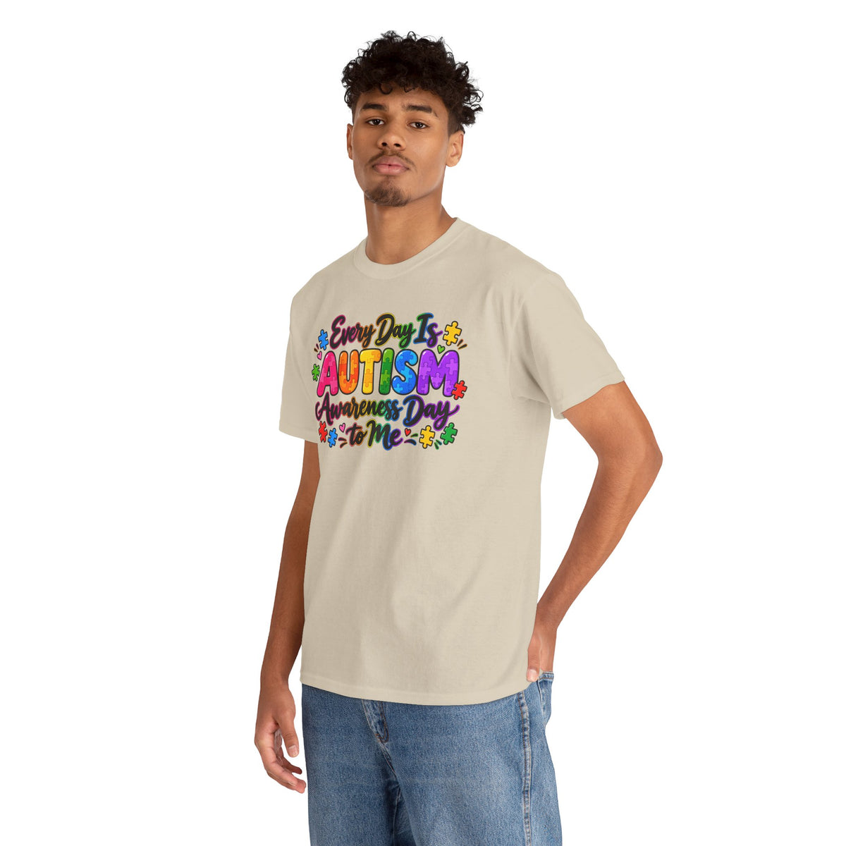 Autism Awareness T-Shirt — "Every Day Is Autism Awareness Day to Me" Colorful Puzzle Tee