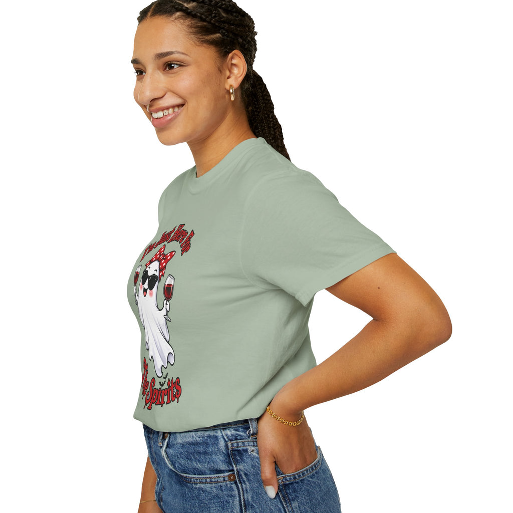 Wine Ghost T-Shirt — "I'm Just Here For The Spirits" Halloween Tee