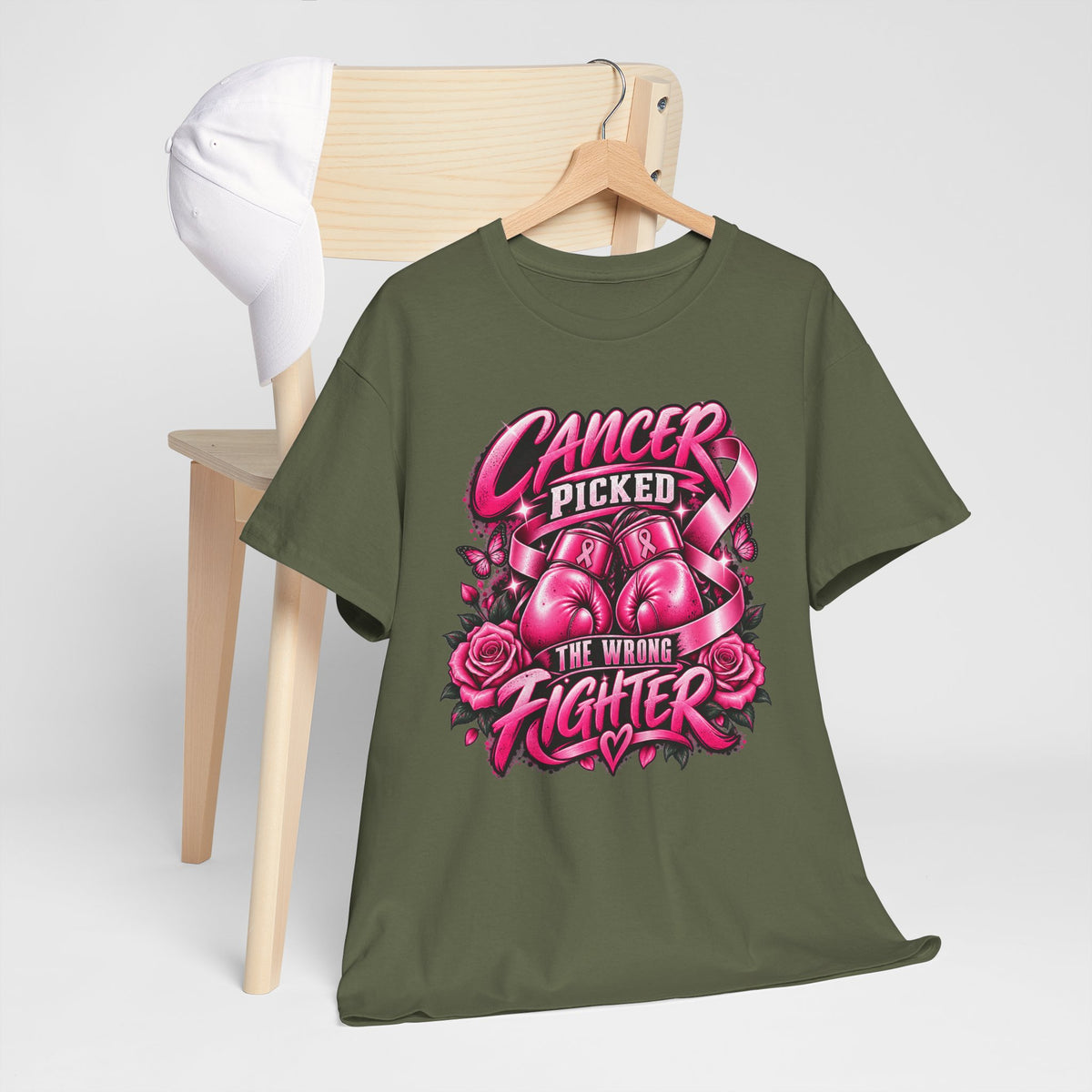Cancer Picked The Wrong Fighter T-Shirt — Breast Cancer Awareness Support Tee