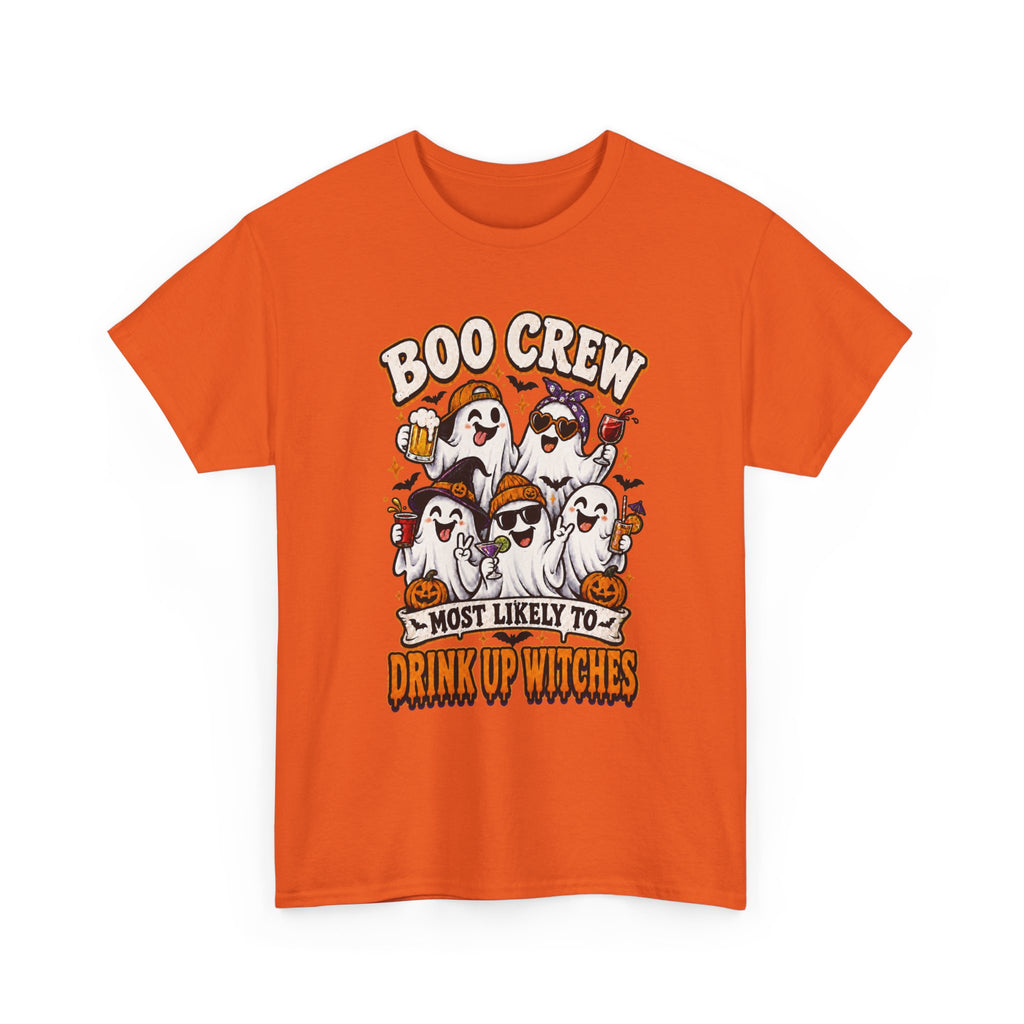 Boo Crew Halloween Tee — "Most Likely to Drink Up Witches" Ghost Party Shirt