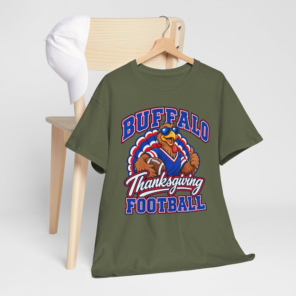 Buffalo Thanksgiving Football T-Shirt — Turkey Mascot Game Day Tee