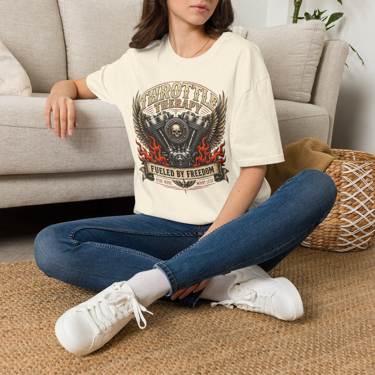 Throttle Therapy Motorcycle T‑Shirt — Fueled by Freedom Riding Tee