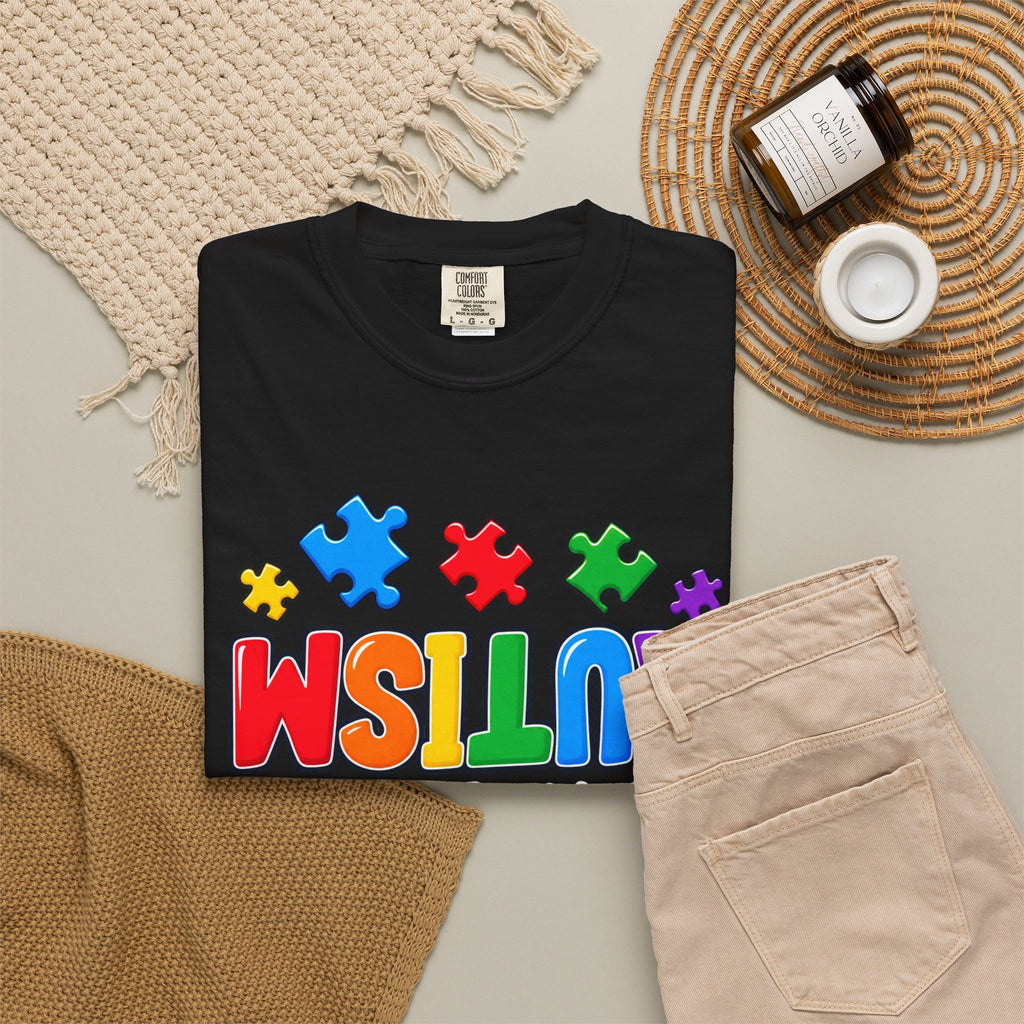 Autism Awareness T-Shirt — "Seeing the World From a Different Angle" Puzzle Design