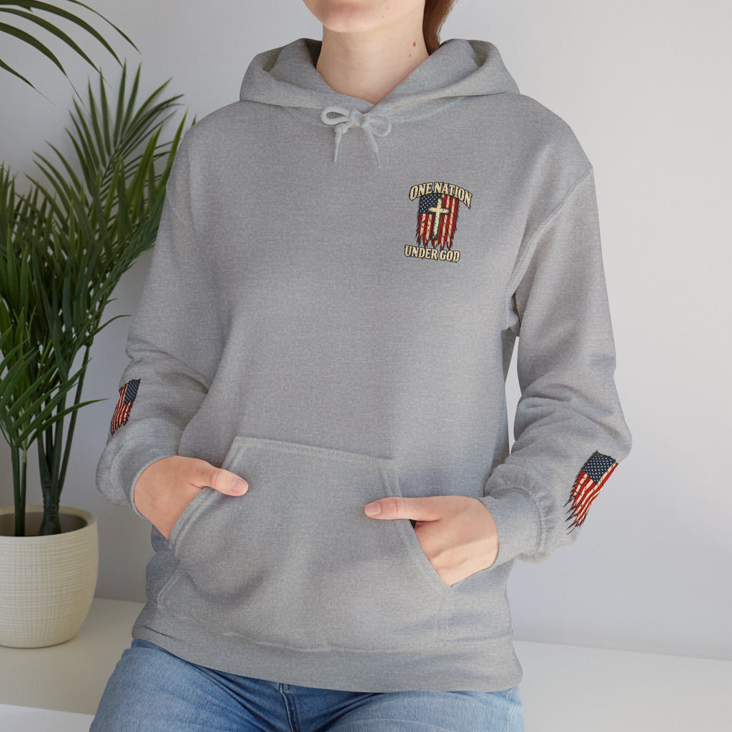 One Nation Under God Patriotic Cross Hoodie