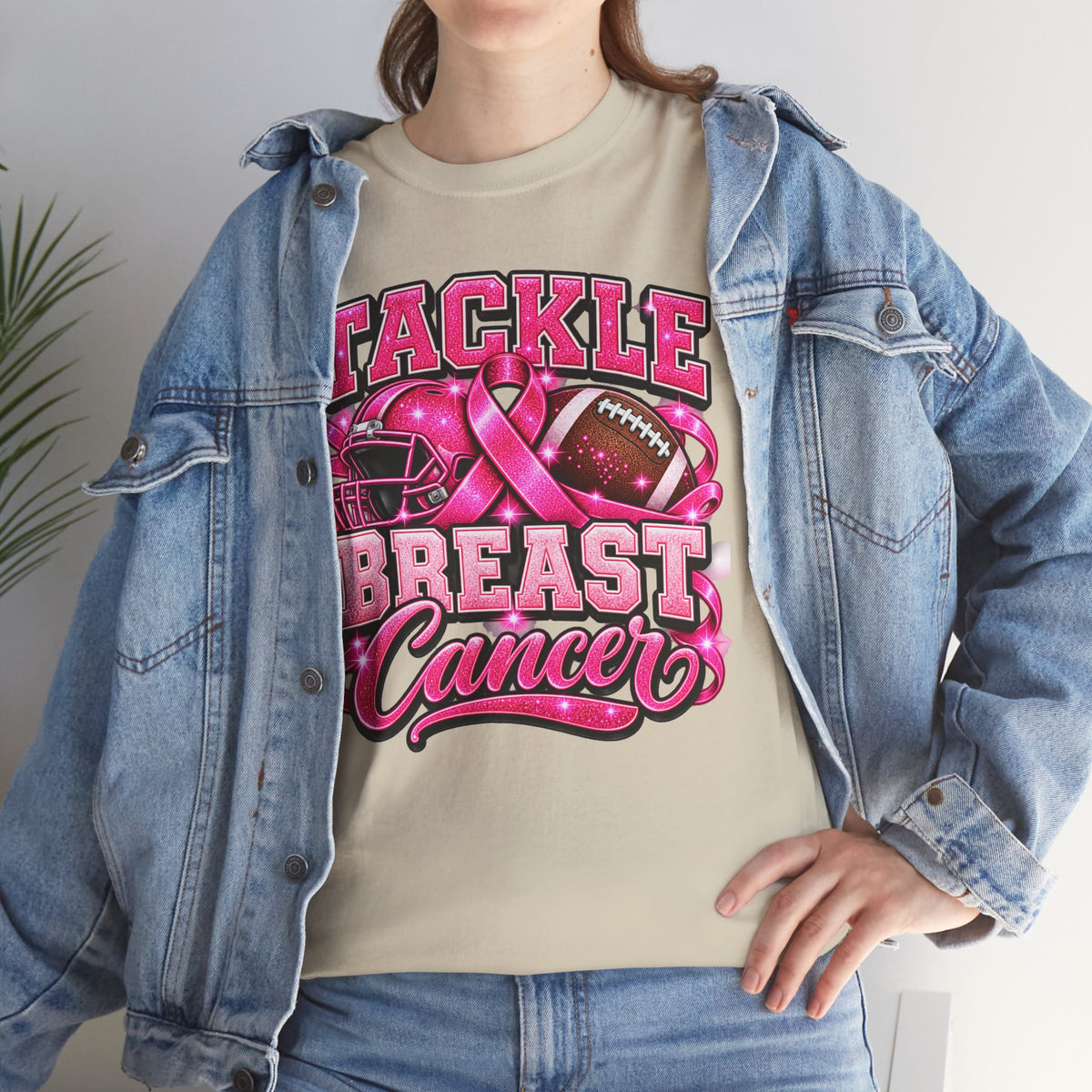 T-Shirt — "Tackle Breast Cancer" Pink Football Awareness Tee