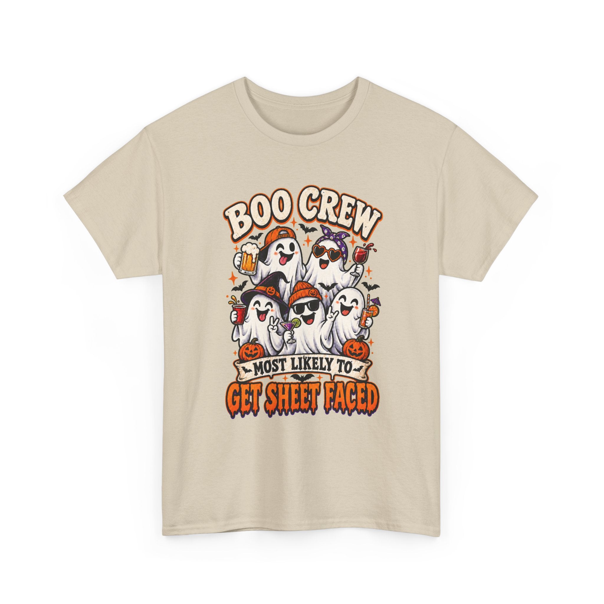 Boo Crew Halloween T-Shirt — “Most Likely to Get Sheet Faced” Funny Ghost Party Tee