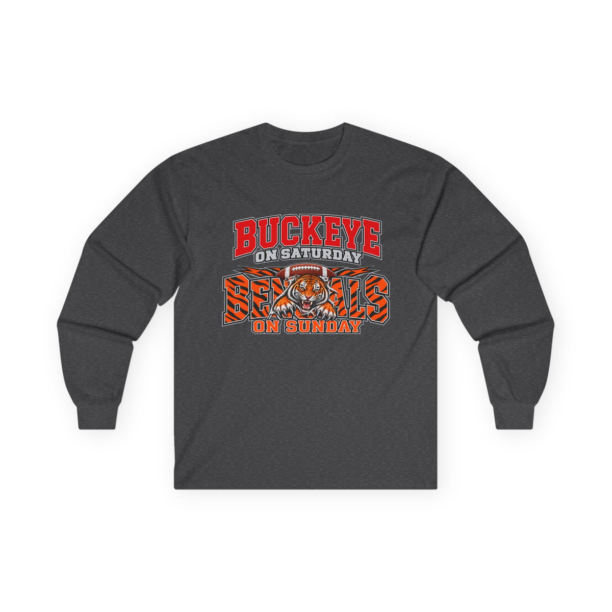 Buckeye Football Long Sleeve Tee – Saturday & Sunday Game Day Shirt