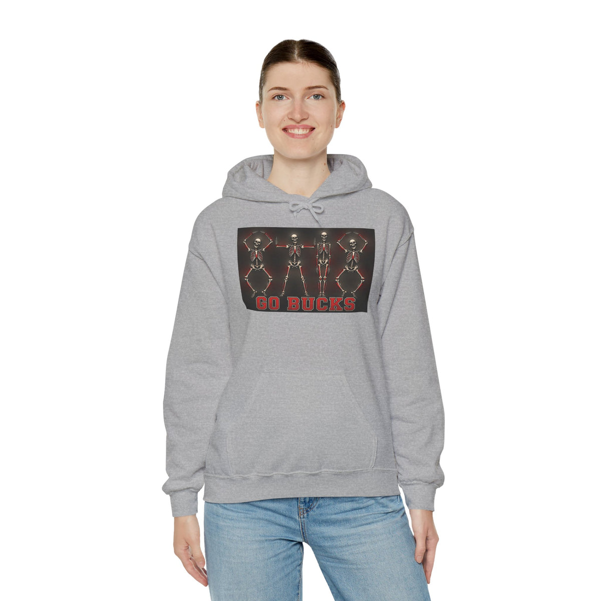 Go Bucks Hoodie — Vintage Red Deer Antlers Graphic Hooded Sweatshirt