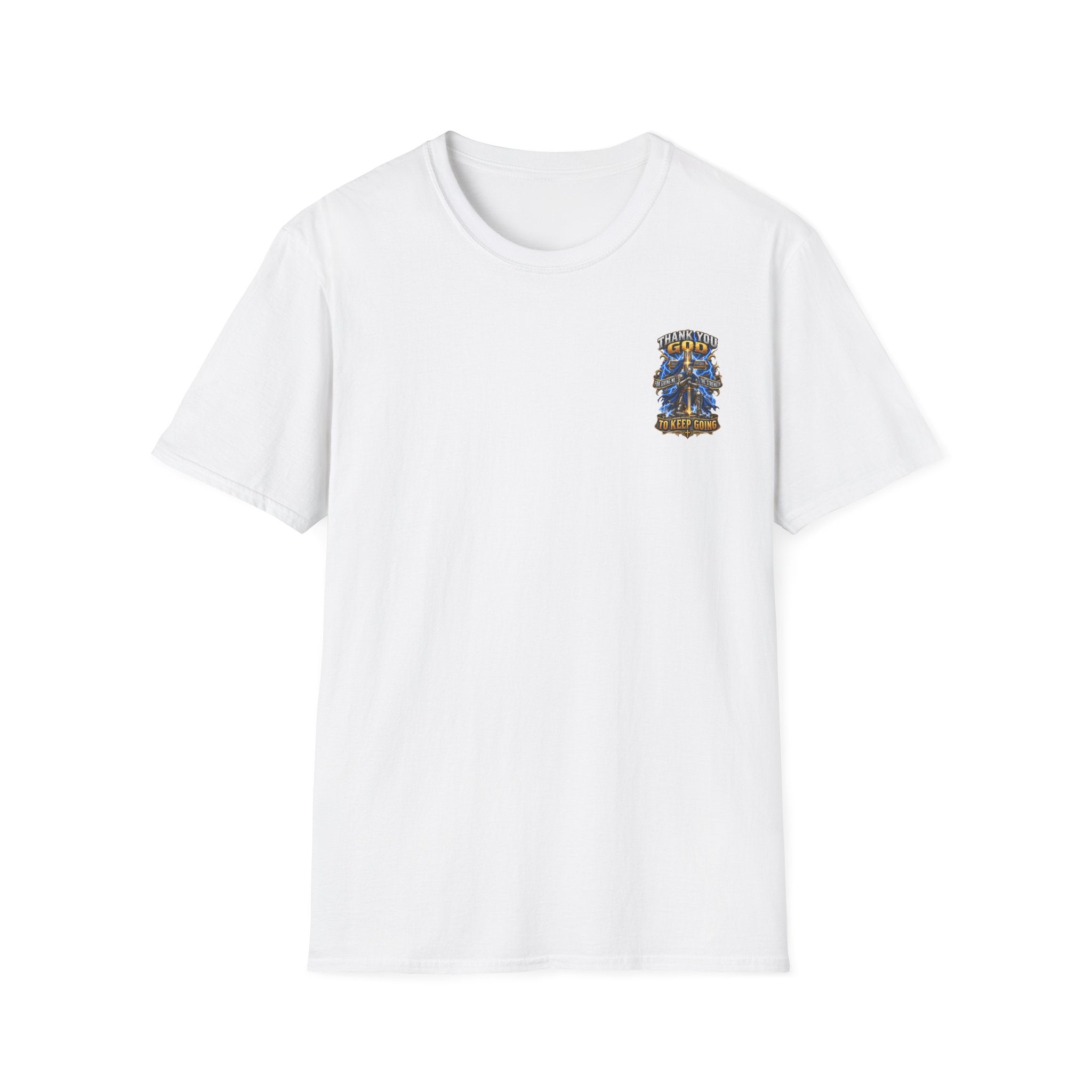 T-Shirt — "Thank You God I Keep Going" Faith Graphic Pocket Tee