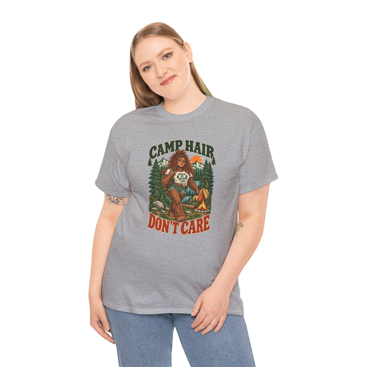 Camp Hair Don't Care T-Shirt — Retro Camping Graphic Tee