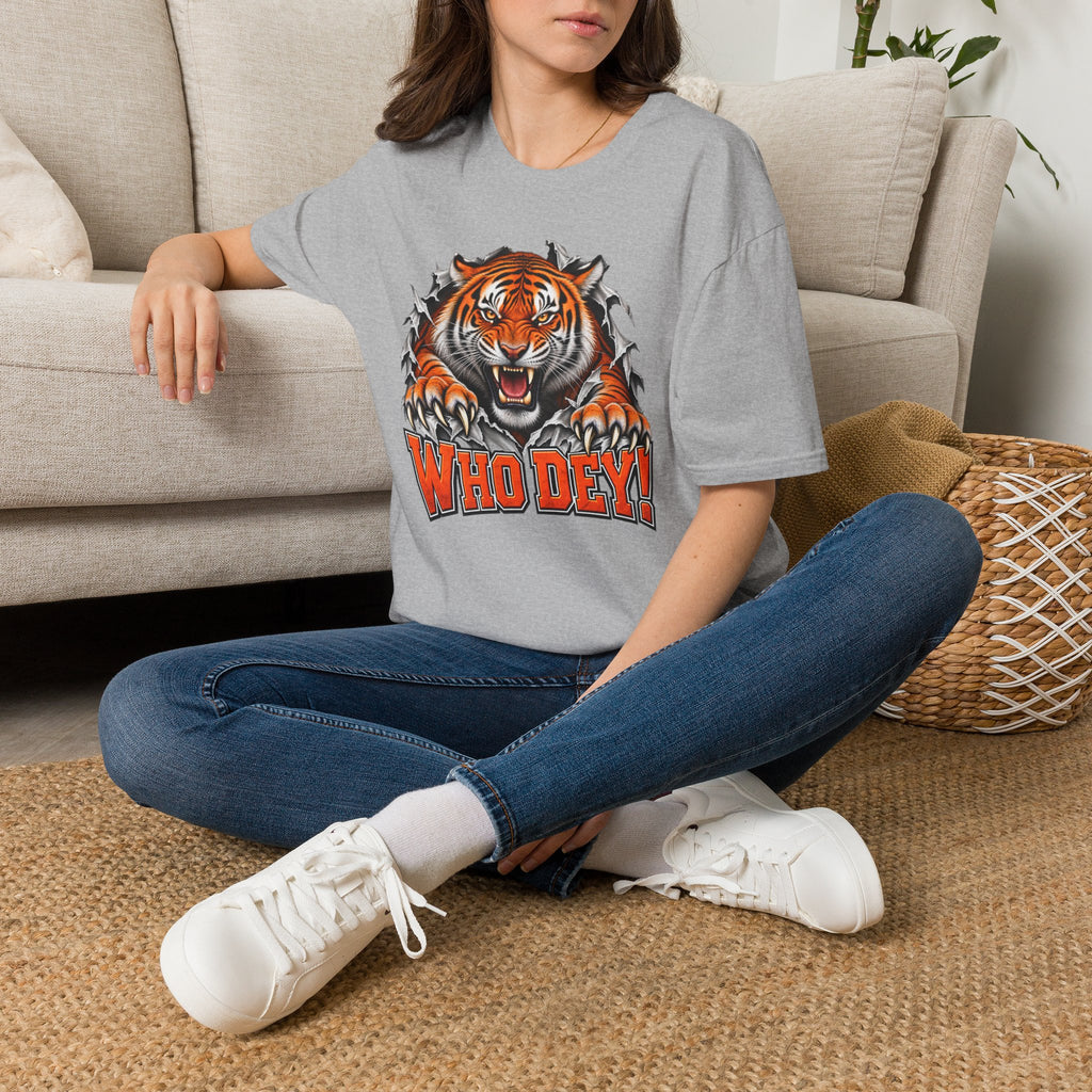 Tiger Graphic T-Shirt — "Who Dey!" Fierce Roaring Design