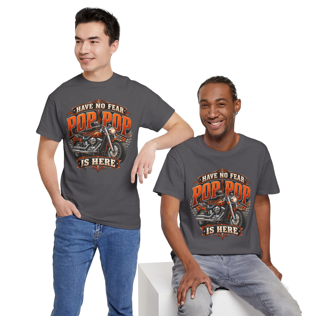 Pop Pop Is Here Motorcycle Dad T-Shirt