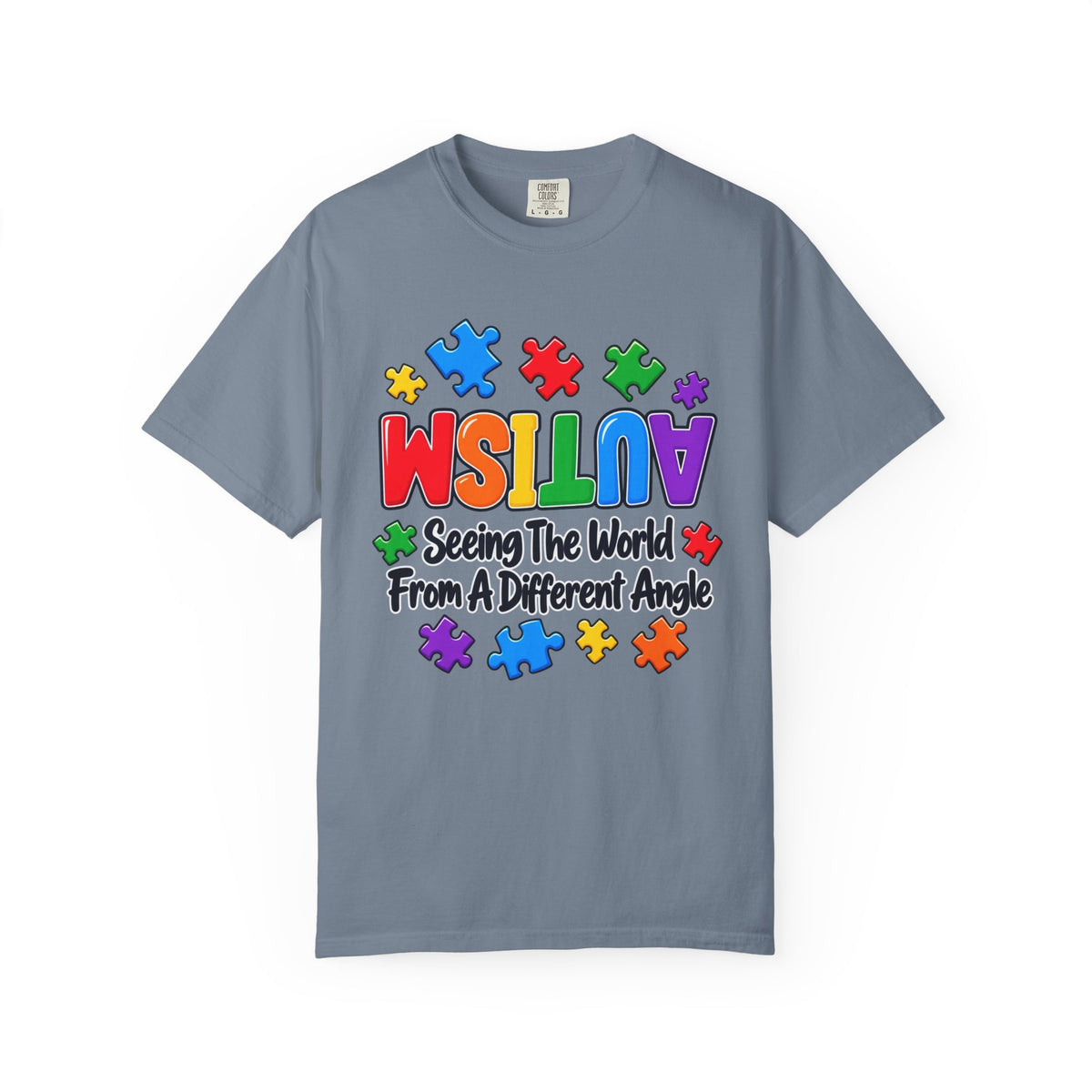 Autism Awareness T-Shirt — "Seeing the World From a Different Angle" Puzzle Design