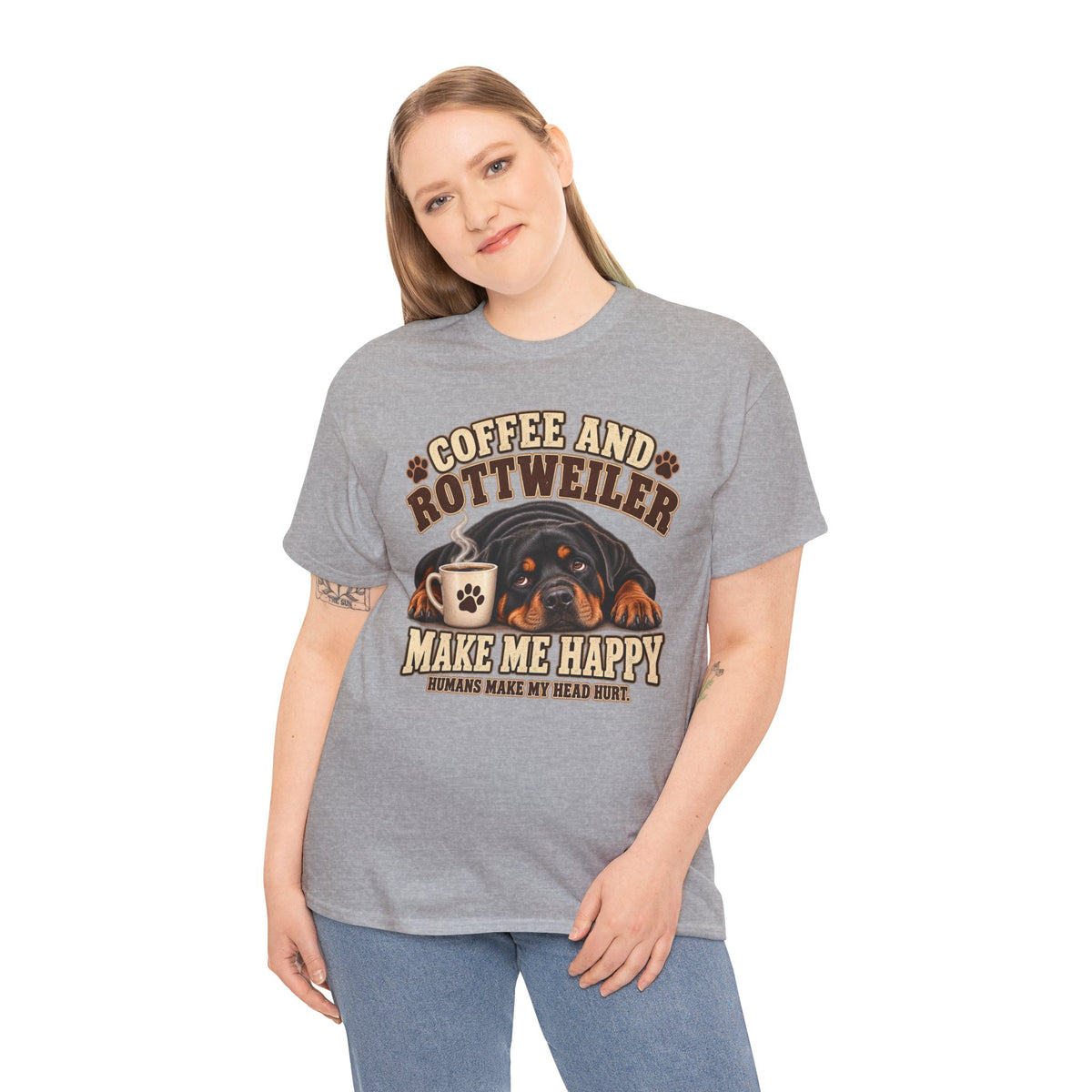 Coffee and Rottweiler Tee — "Coffee and Rottweiler Make Me Happy" Dog Lover Shirt