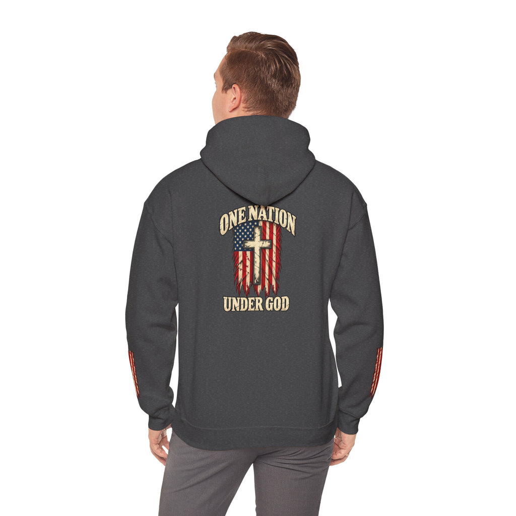 One Nation Under God Patriotic Cross Hoodie