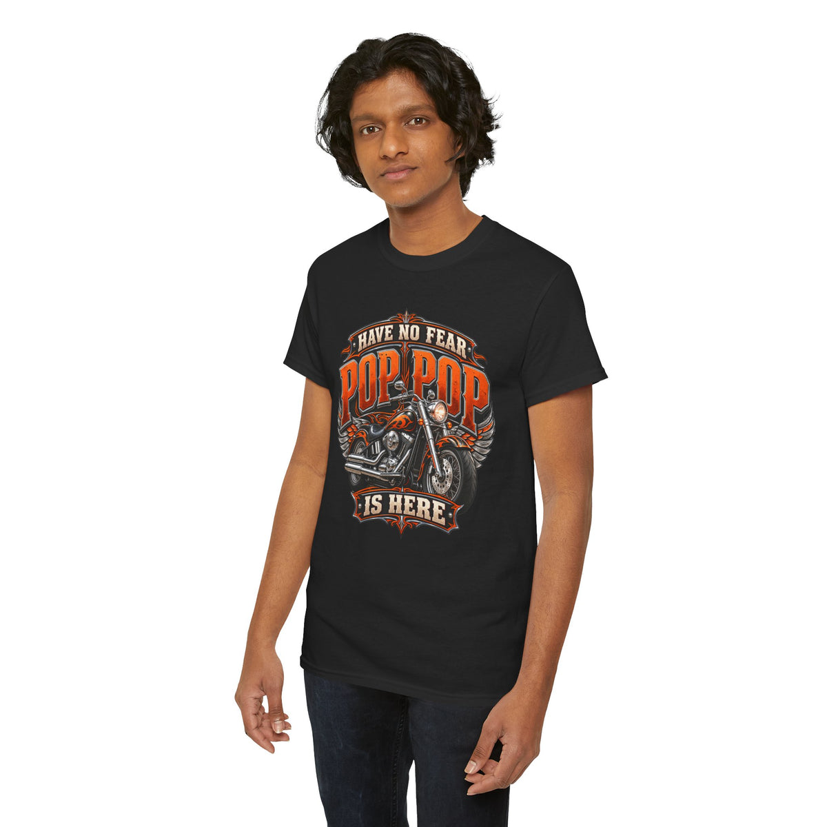 Pop Pop Is Here Motorcycle Dad T-Shirt