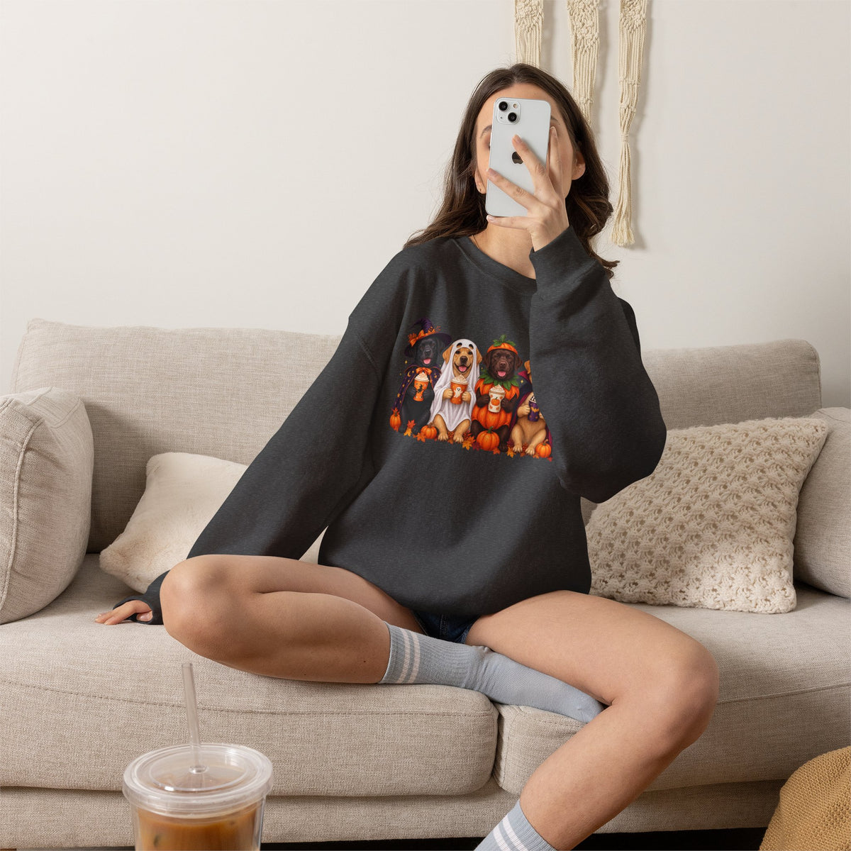 Halloween Dogs Crewneck Sweatshirt — Cute Puppies in Costumes Fall Pullover