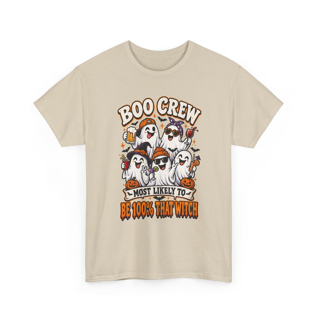 Boo Crew Halloween T-Shirt – "Most Likely To Be 100% That Witch" Ghosts Tee