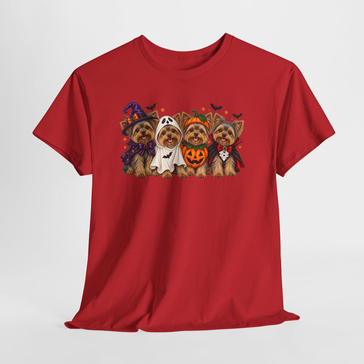 Halloween Yorkie T-Shirt — Cute Yorkies in Costumes (Pumpkin, Ghost, Witch, Vampire)