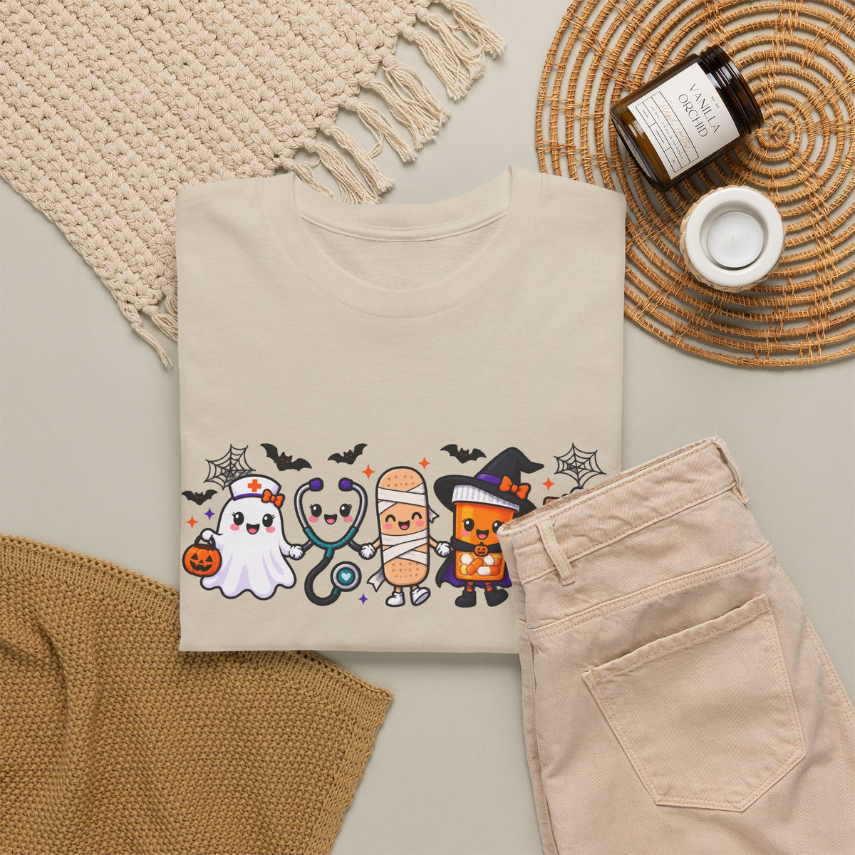 Halloween Candy Characters Tee — Cute Trick-or-Treat Ghosts & Candy Corn Shirt