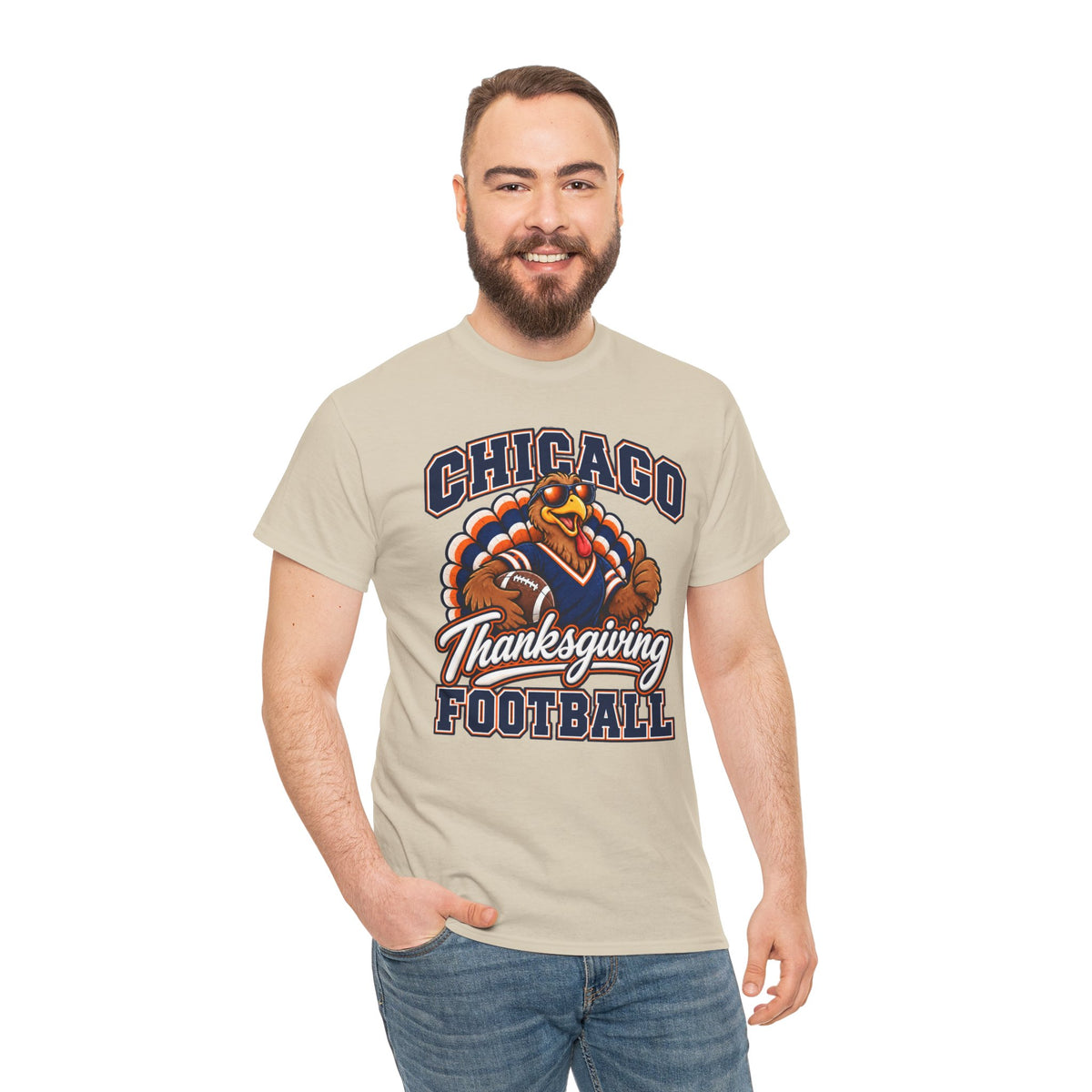 Chicago Thanksgiving Football T-Shirt — Turkey Mascot Game Day Tee