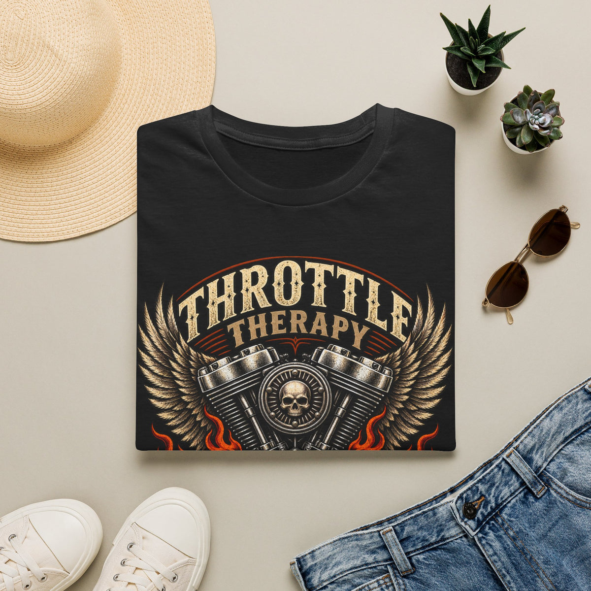Throttle Therapy Motorcycle T‑Shirt — Fueled by Freedom Riding Tee
