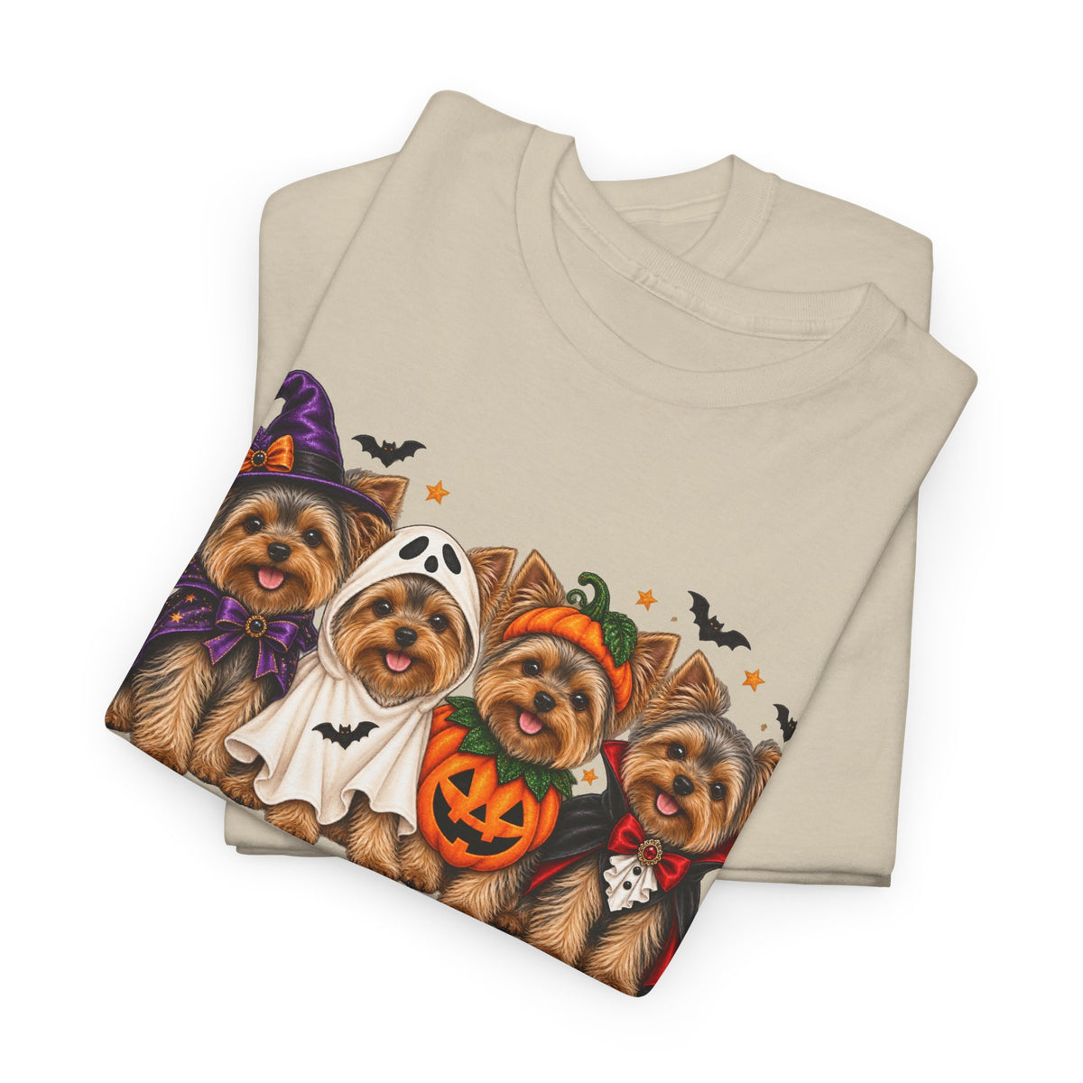 Halloween Yorkie T-Shirt — Cute Yorkies in Costumes (Pumpkin, Ghost, Witch, Vampire)