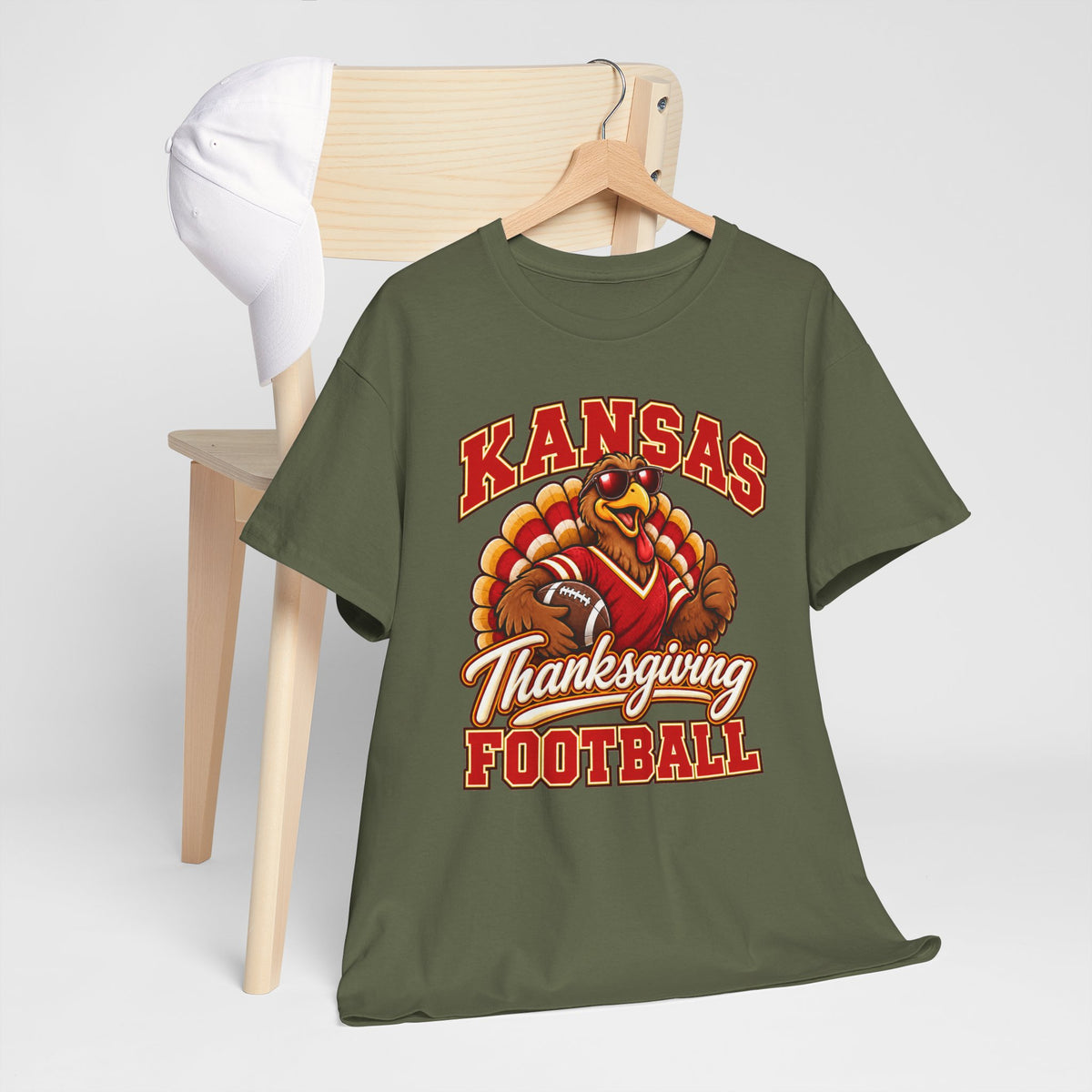 Kansas Thanksgiving Football T‑Shirt — Turkey Mascot Holiday Game Tee