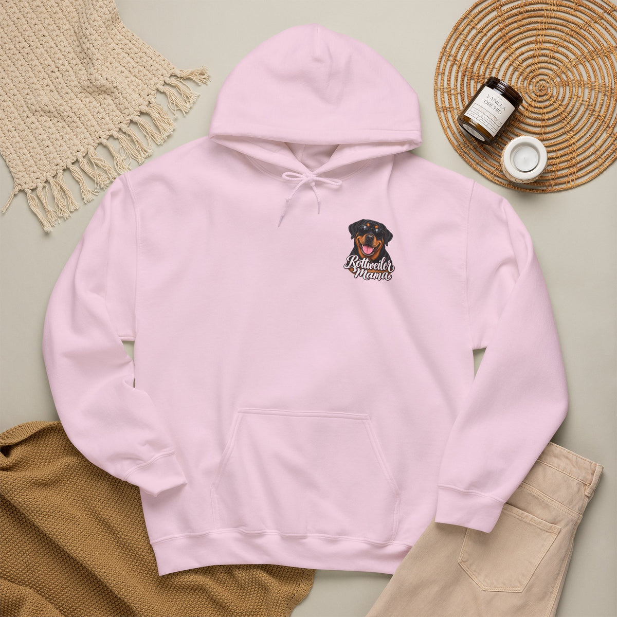 Rottweiler Mama Hoodie — Cute Rottie Portrait Pullover for Dog Moms