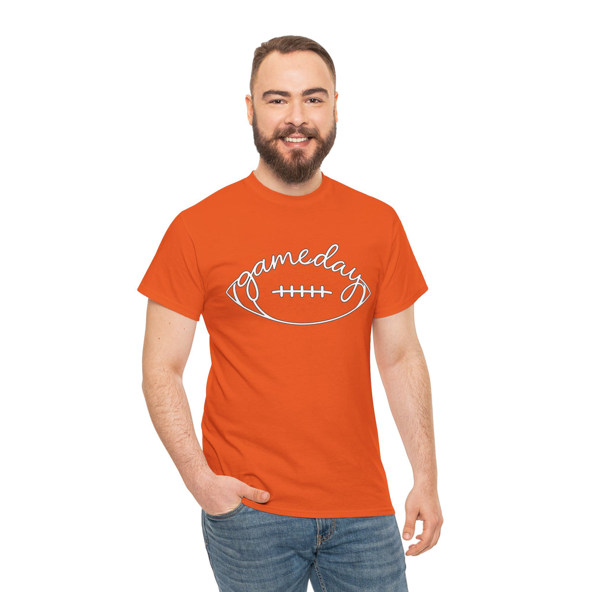 Gameday Football Tee — 'gameday' Script Football Graphic T-Shirt