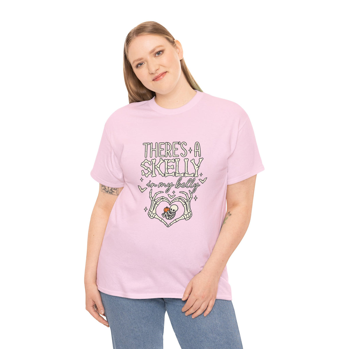 Skeleton Heart T‑Shirt — "There's a Skelly in My Belly" Cute Halloween Tee