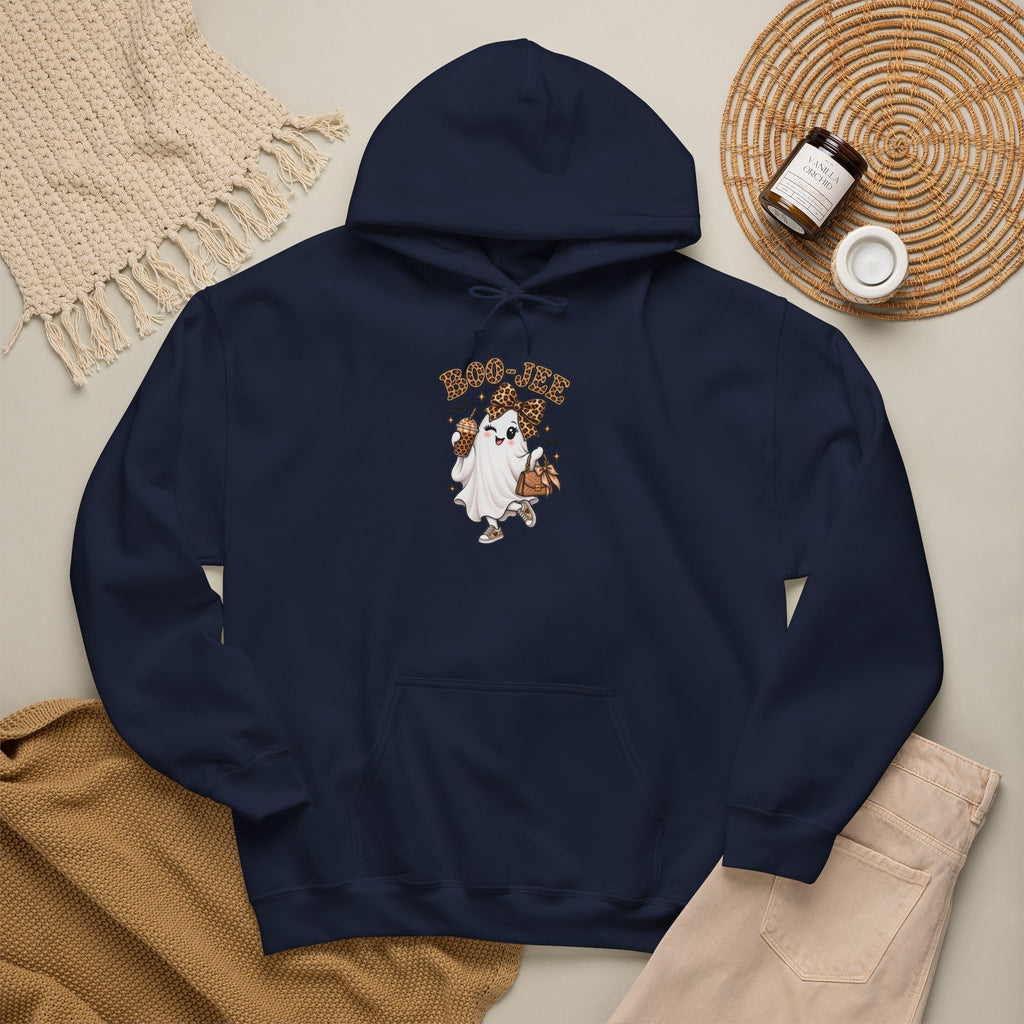 Leopard Bow Ghost Hoodie — Cute Halloween Pumpkin Sweatshirt