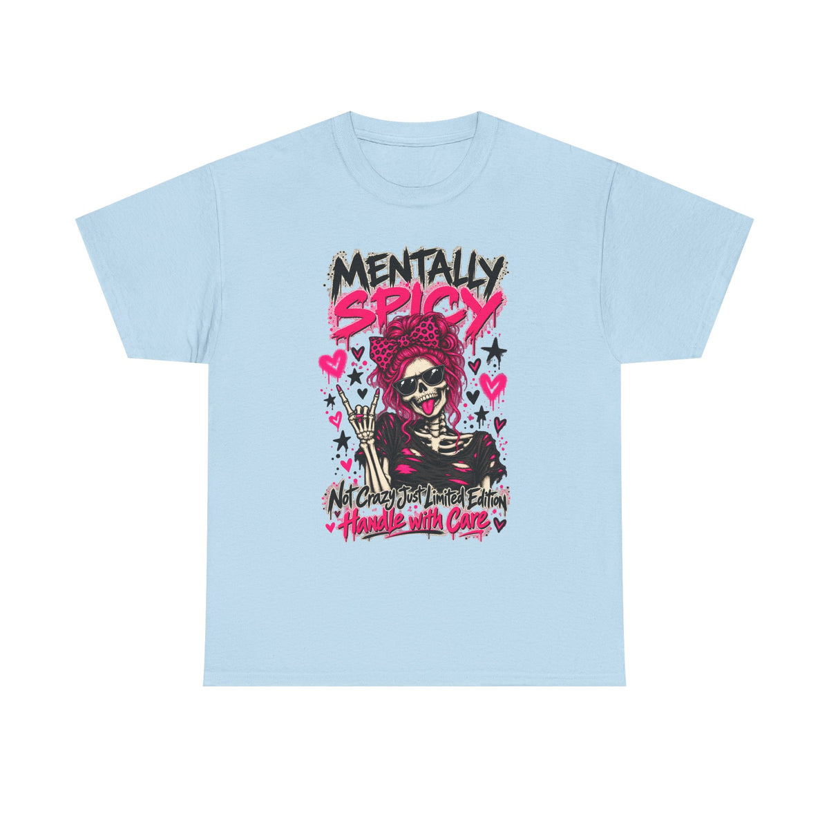 Mentally Spicy Skeleton Graphic T-Shirt