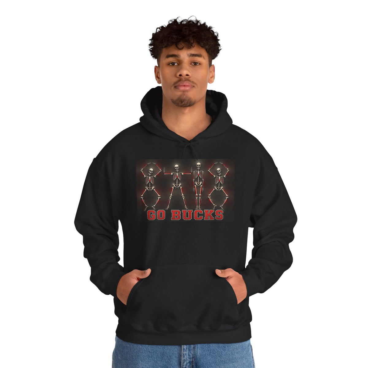 Go Bucks Hoodie — Vintage Red Deer Antlers Graphic Hooded Sweatshirt