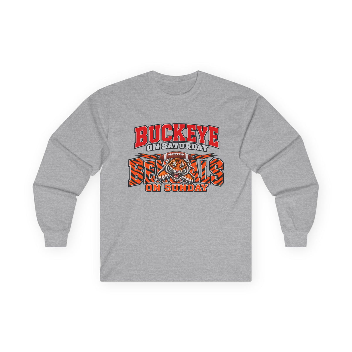 Buckeye Football Long Sleeve Tee – Saturday & Sunday Game Day Shirt