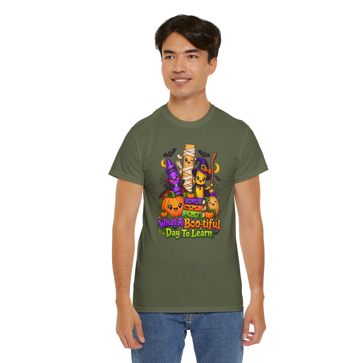 Halloween Teacher Tee — "What A Boo-tiful Day To Learn" Kids' Classroom Shirt