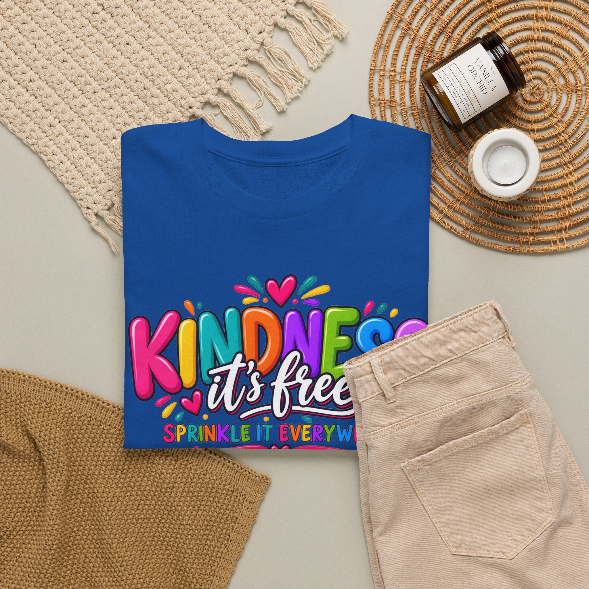 Kindness Is Free Rainbow Tee — Cute Positive Message T-Shirt