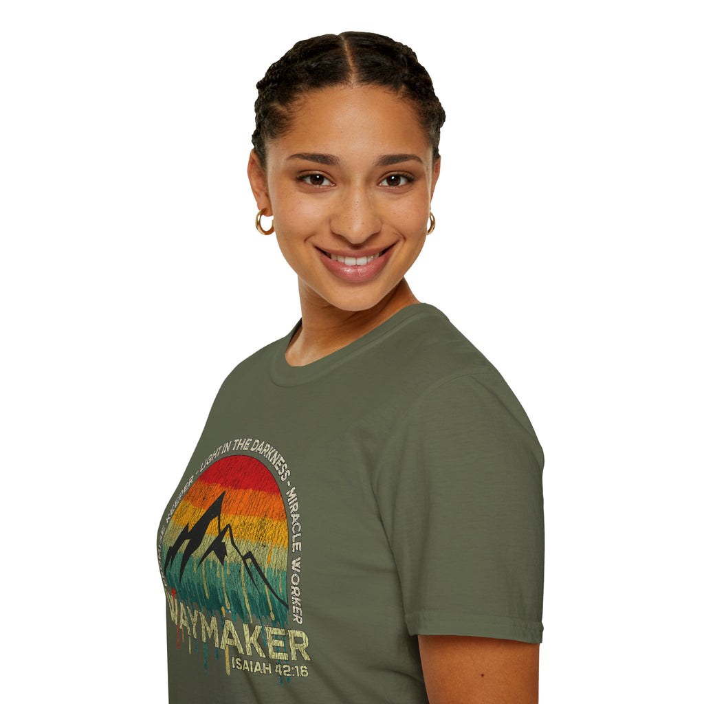 Waymaker Mountain T-Shirt — “Promise Keeper, Light in the Darkness” Christian Graphic Tee
