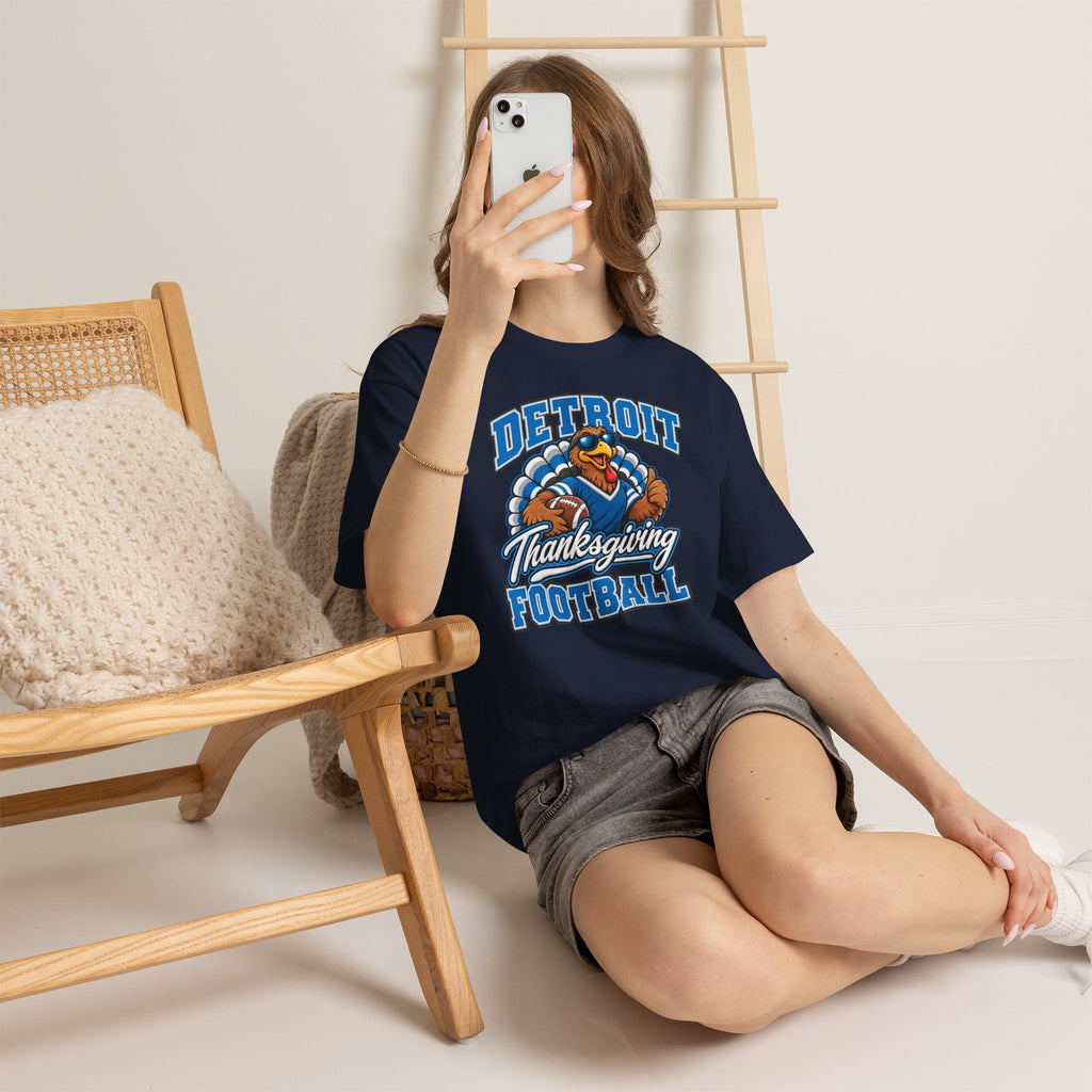 Detroit Thanksgiving Football Tee — Turkey Mascot Game Day Shirt