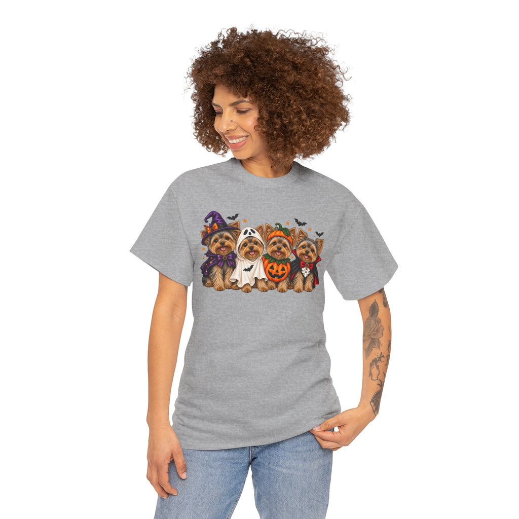 Halloween Yorkie T-Shirt — Cute Yorkies in Costumes (Pumpkin, Ghost, Witch, Vampire)