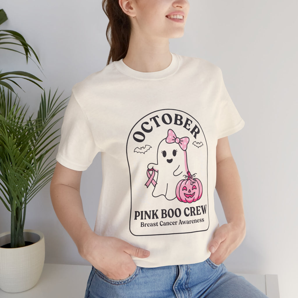 October Pink Boo Crew Tee — Breast Cancer Awareness Ghost T-Shirt